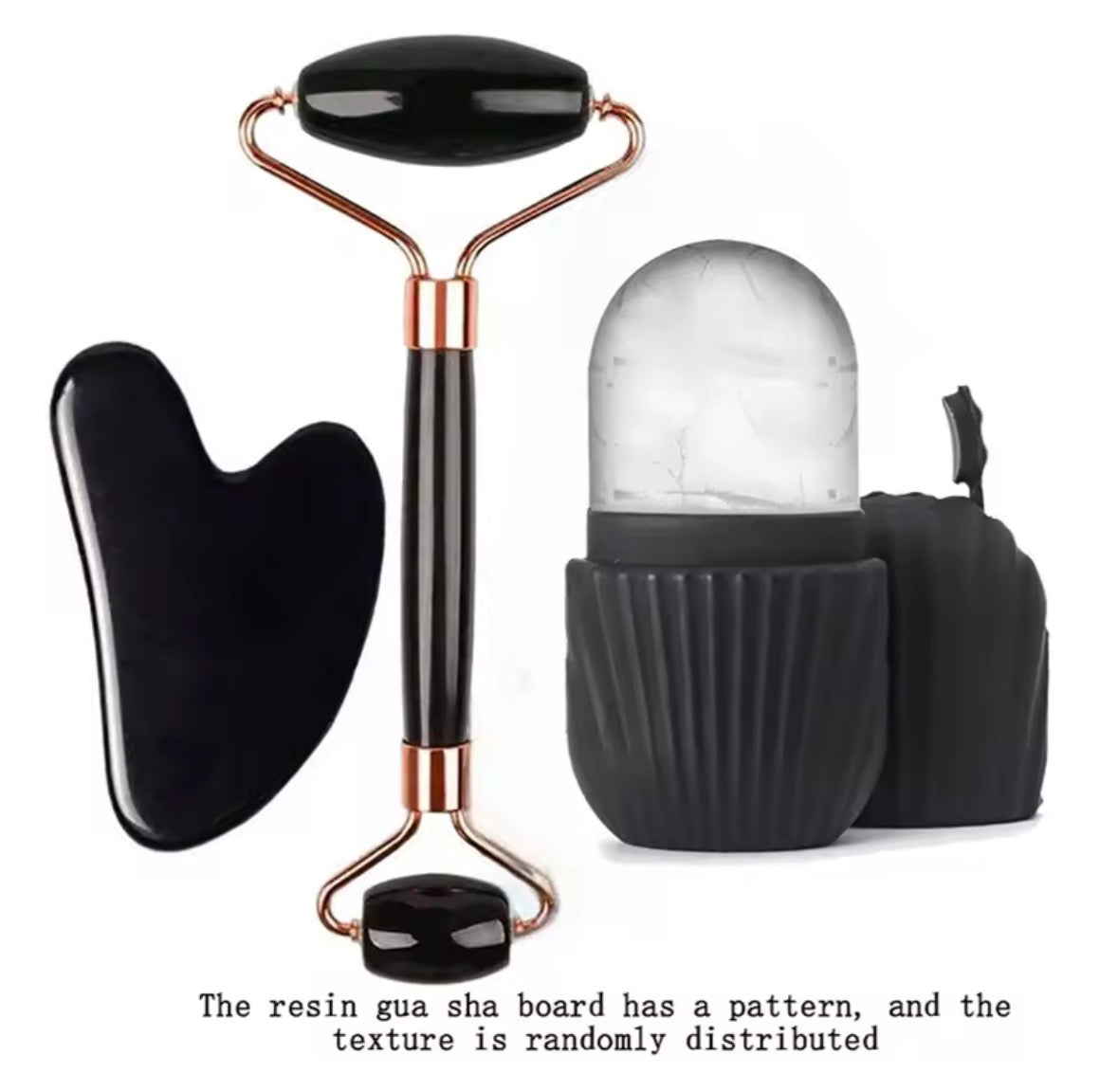Lumé Black Ice Roller & Gua Sha Set - full bundle display