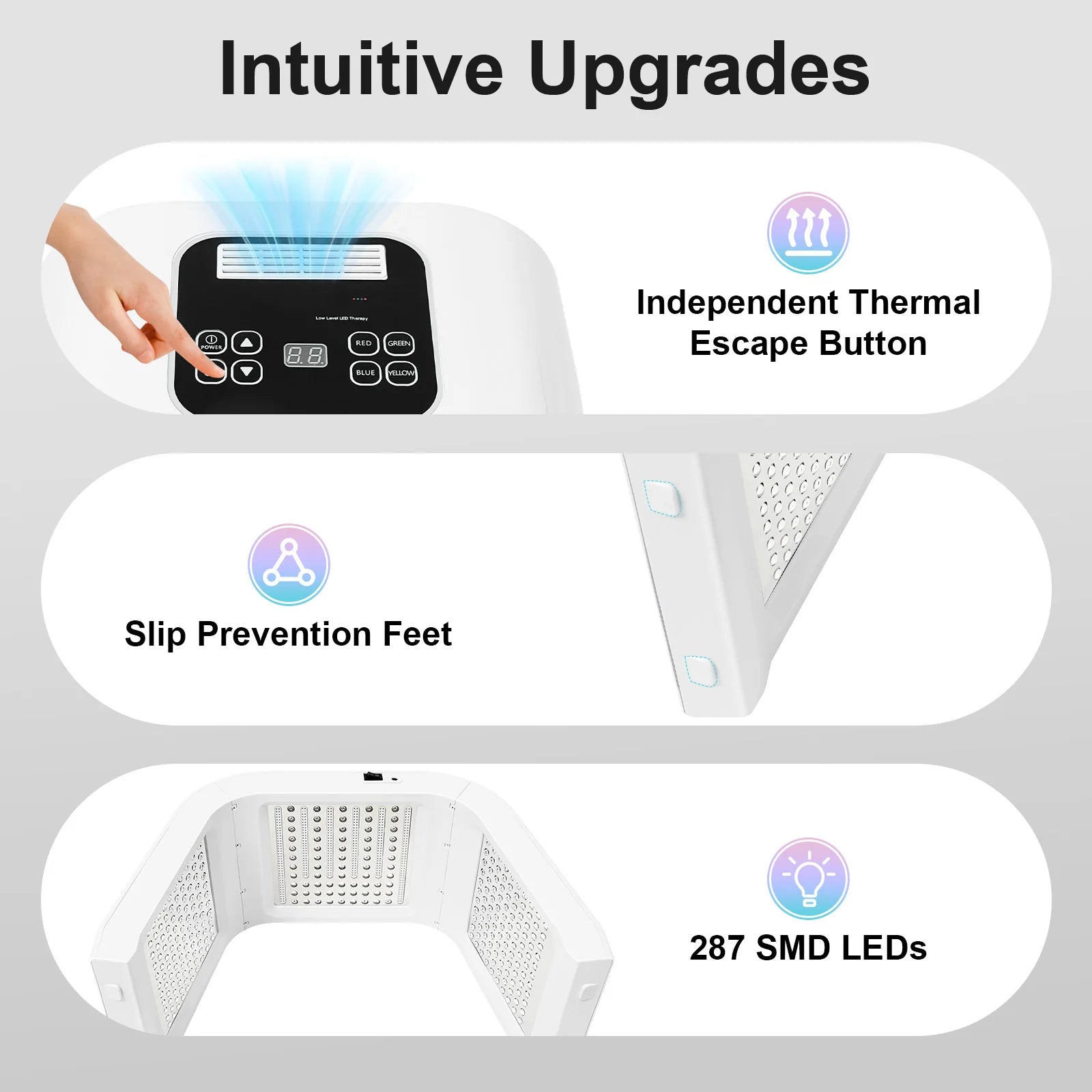 7 Colors PDT Photon Light Therapy LED Face Mask, 287 LEDs Skin Care Light Machine Facial Rejuvenation Salon Spa Beauty Equipment